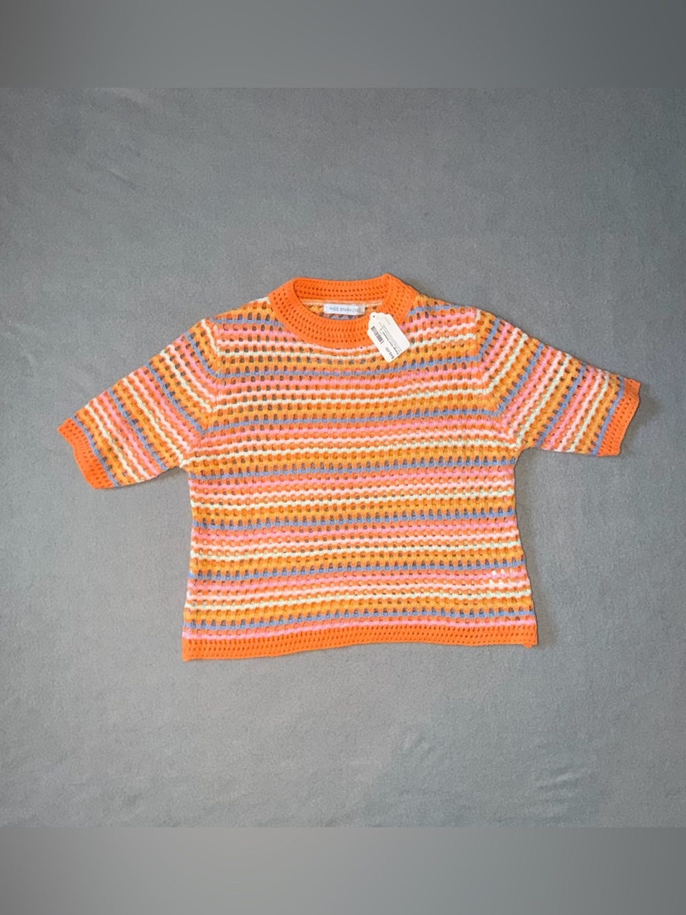 Striped Knit Top in Orange, Pink & Blue NWT Size S